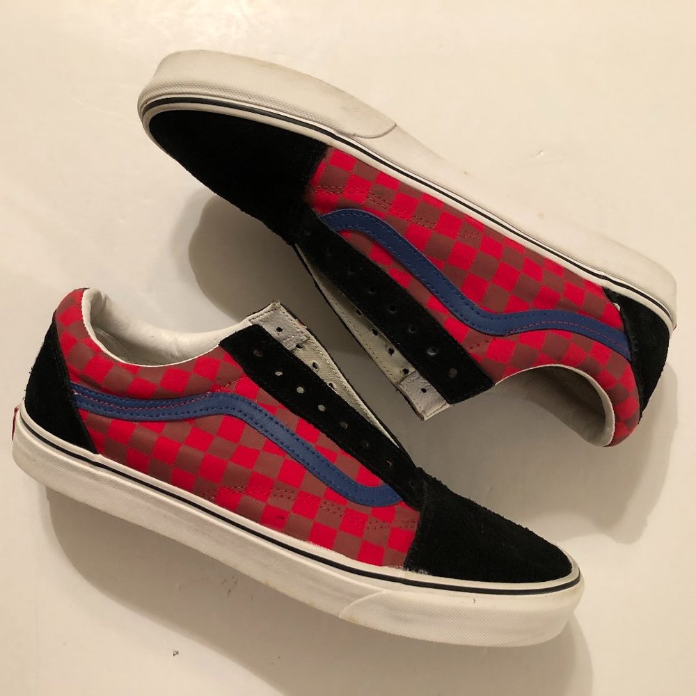 Vans 500714 Men's OTW Rally Checkerboard Black Red Suede Low Top Sneakers 12